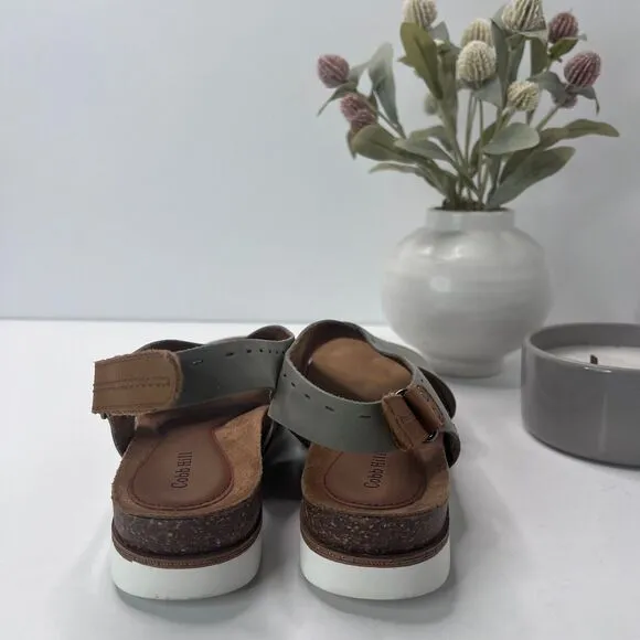 Cobb Hill Slingback Cross Strap Leather Sandals Sage CI7772 Women's 8.5 Tried on