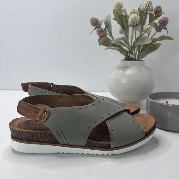 Cobb Hill Slingback Cross Strap Leather Sandals Sage CI7772 Women's 8.5 Tried on