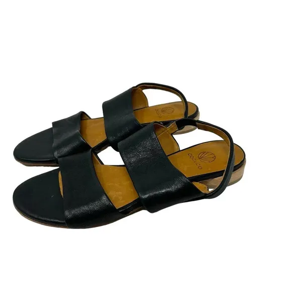 Coclico Cove Sandal in Black Leather Flats Size 36.5 US 6.5