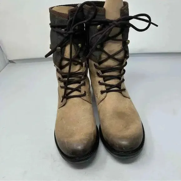Coconuts by Matisse Mechanic Combat Boot Two Tone Leather Size 8 Steampunk
