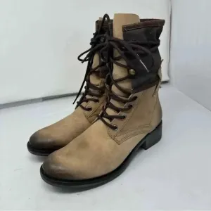 Coconuts by Matisse Mechanic Combat Boot Two Tone Leather Size 8 Steampunk