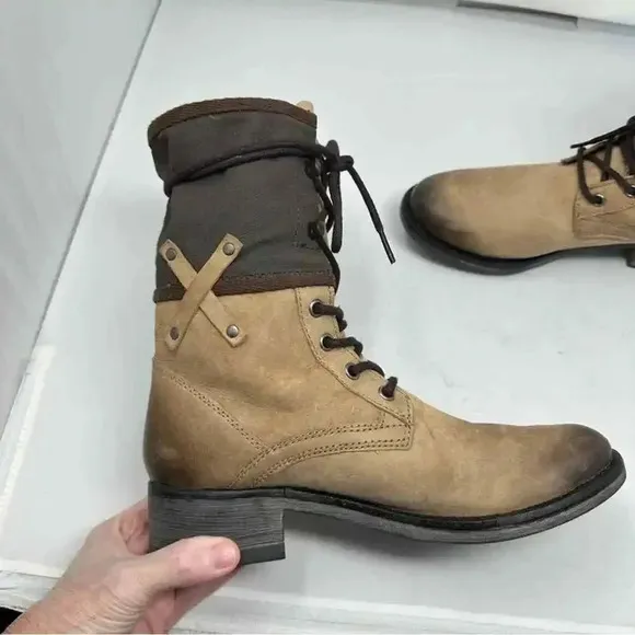 Coconuts by Matisse Mechanic Combat Boot Two Tone Leather Size 8 Steampunk