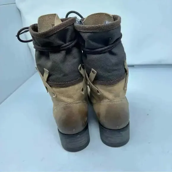 Coconuts by Matisse Mechanic Combat Boot Two Tone Leather Size 8 Steampunk