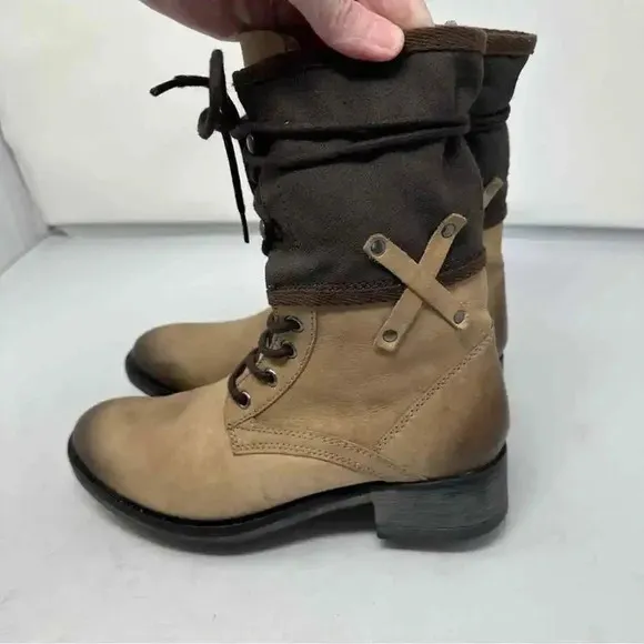 Coconuts by Matisse Mechanic Combat Boot Two Tone Leather Size 8 Steampunk