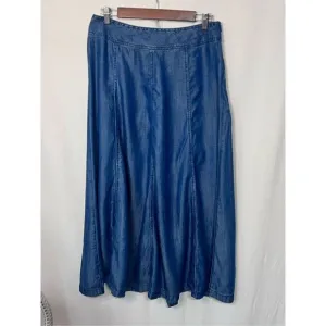 Coldwater Creek denim maxi skirt lyocell full flowy  chambray side zip sz 10