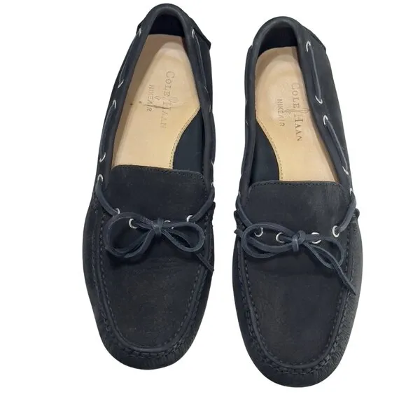 COLE HAAN Black Suede Women's Driving Loafers Nike Air Comfort Sole Size 8B