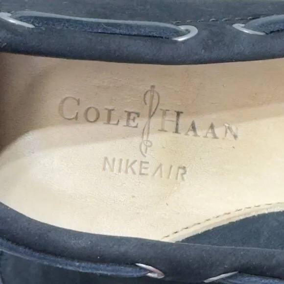 COLE HAAN Black Suede Women's Driving Loafers Nike Air Comfort Sole Size 8B