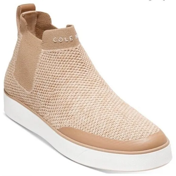 Cole Haan Boots Women's Size 11 B Nantucket Knit Ankle Pull On Chelsea Tan