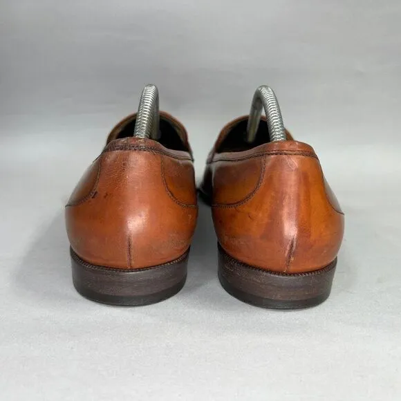 Cole Haan Bragano Penny Loafers Mens Size 10 Brown Woven Italian Leather Slip On
