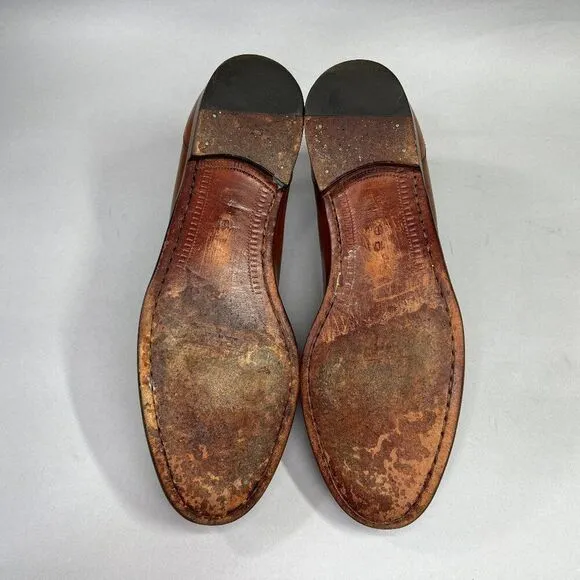 Cole Haan Bragano Penny Loafers Mens Size 10 Brown Woven Italian Leather Slip On