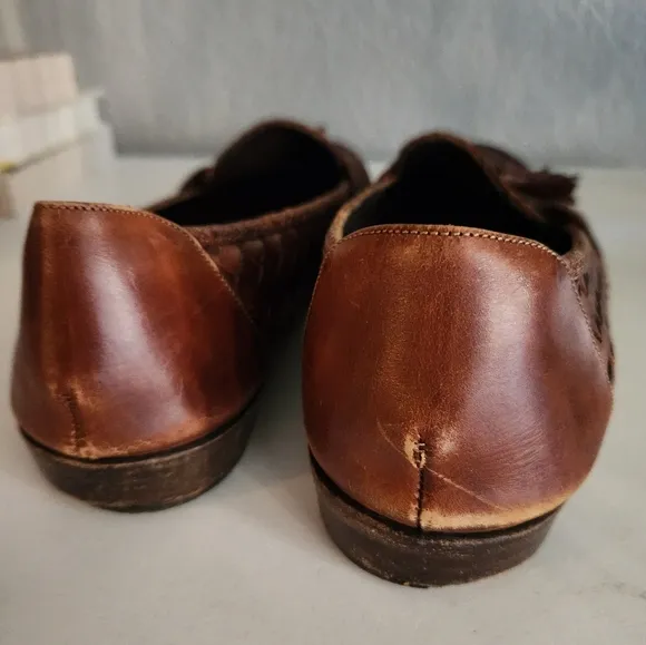 Cole Haan Bragano Vintage Brown Woven Tassel Flats Loafers Size 9M