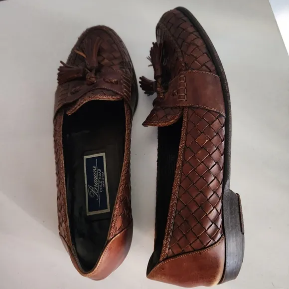 Cole Haan Bragano Vintage Brown Woven Tassel Flats Loafers Size 9M