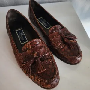 Cole Haan Bragano Vintage Brown Woven Tassel Flats Loafers Size 9M