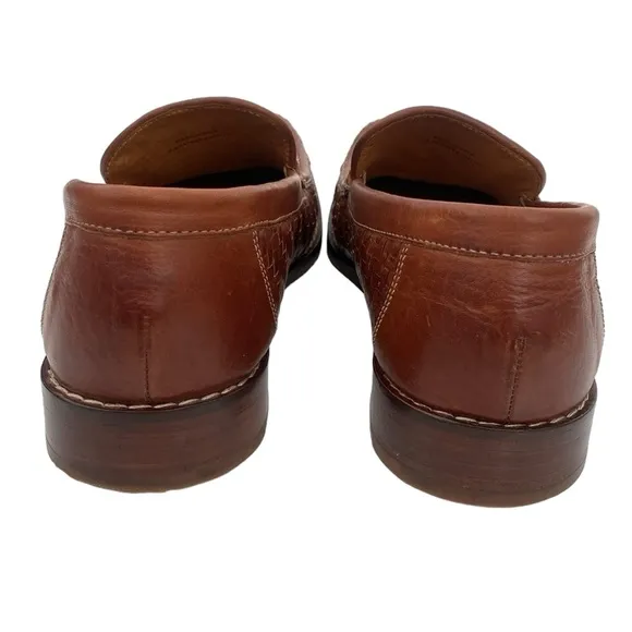 Cole Haan Brown Leather Woven Slip-in Loafers
