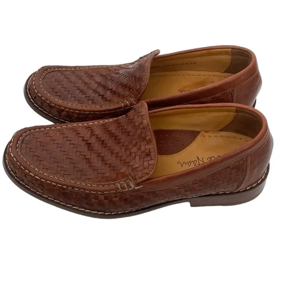 Cole Haan Brown Leather Woven Slip-in Loafers