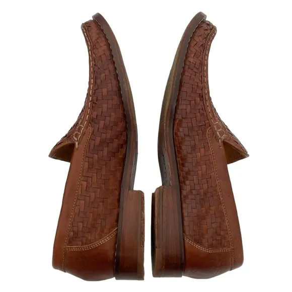 Cole Haan Brown Leather Woven Slip-in Loafers