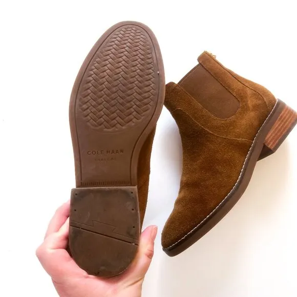 Cole Haan Brown Suede Leather Waterproof Chelsea Ankle Reid Boots 8