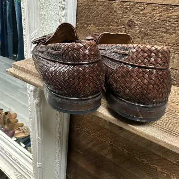 Cole Haan Brown Woven Leather Tassel Loafers – Men’s 8.5D