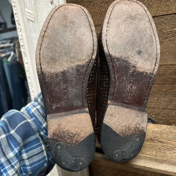 Cole Haan Brown Woven Leather Tassel Loafers – Men’s 8.5D