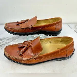 Cole Haan Collection Men's Cognac Leather Tasselled Loafers Driving Shoes, 8