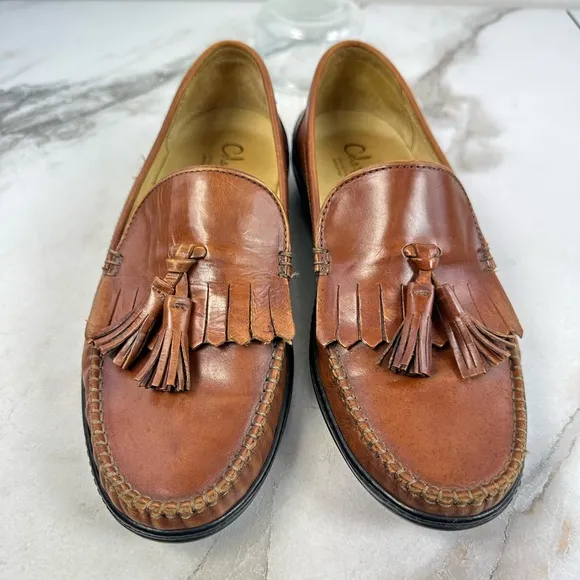 Cole Haan Collection Men's Cognac Leather Tasselled Loafers Driving Shoes, 8