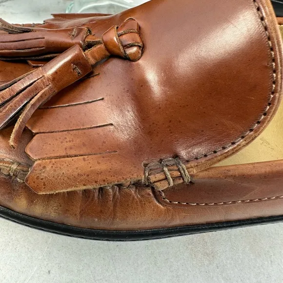 Cole Haan Collection Men's Cognac Leather Tasselled Loafers Driving Shoes, 8