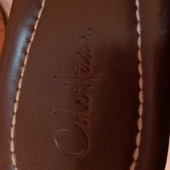 Cole Haan, Cork Wedge, White Patent Leather Slip-On Sandals