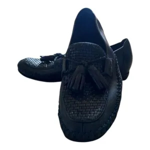 Cole Haan Country Dark Navy Leather Woven Loafers Driving Shoe