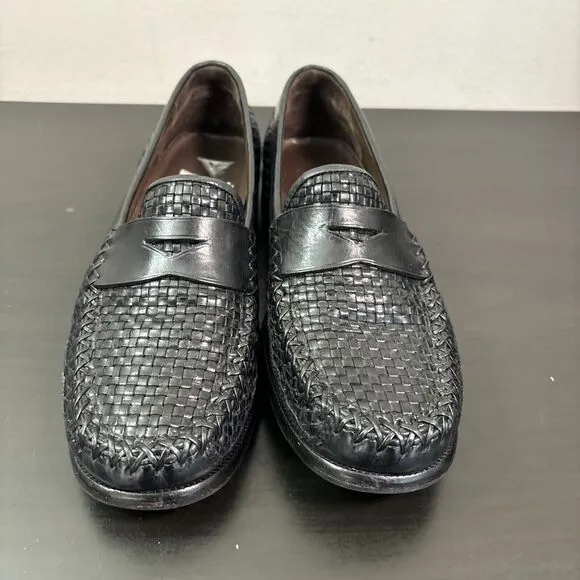 Cole Haan‎ Country Penny Loafers Women’s 8 B Woven Leather Black Braided Shoes