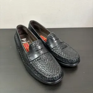 Cole Haan‎ Country Penny Loafers Women’s 8 B Woven Leather Black Braided Shoes