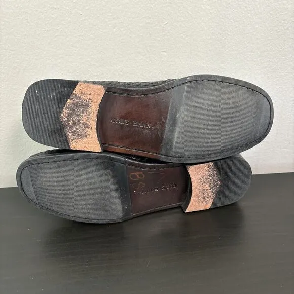 Cole Haan‎ Country Penny Loafers Women’s 8 B Woven Leather Black Braided Shoes