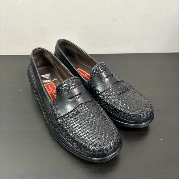 Cole Haan‎ Country Penny Loafers Women’s 8 B Woven Leather Black Braided Shoes