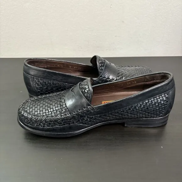 Cole Haan‎ Country Penny Loafers Women’s 8 B Woven Leather Black Braided Shoes