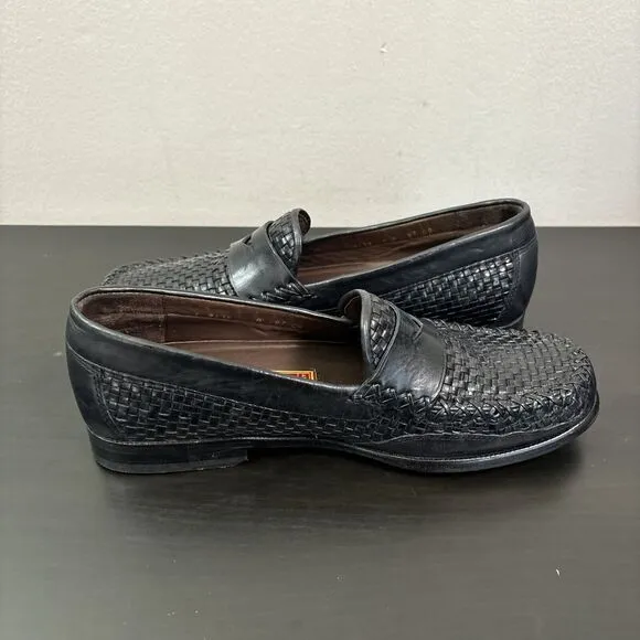 Cole Haan‎ Country Penny Loafers Women’s 8 B Woven Leather Black Braided Shoes