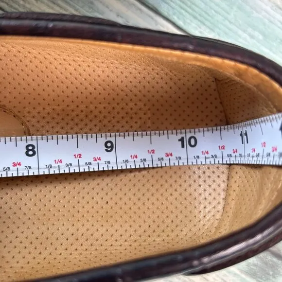 Cole Haan Driving Loafers Size 8.5M Brown Leather Crocodile Print Slip On Shoes