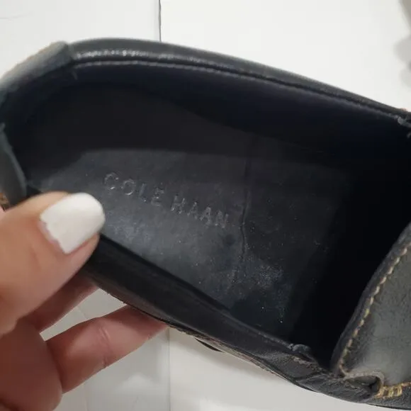 Cole Haan Driving Shoes Loafers Moccasins Black Leather Tucker Venetian Size 9