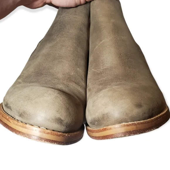 Cole Haan Grand OS Stacked Wedge Olive Brushed Leather Chelsea Ankle Boots