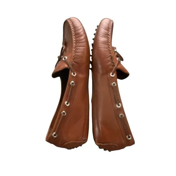 COLE HAAN Grant Cognac Leather Tassel Pinch Loafers Driving Flats NEW Size 9.5