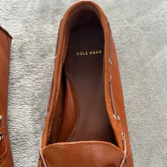 COLE HAAN Grant Cognac Leather Tassel Pinch Loafers Driving Flats NEW Size 9.5