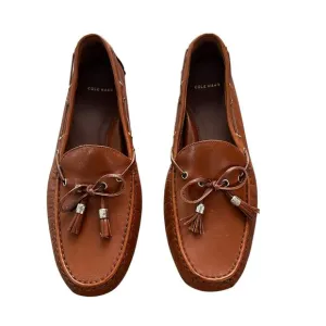 COLE HAAN Grant Cognac Leather Tassel Pinch Loafers Driving Flats NEW Size 9.5