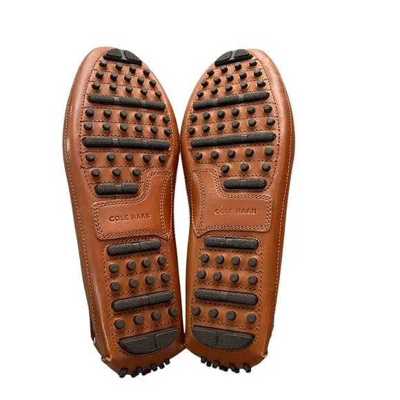 COLE HAAN Grant Cognac Leather Tassel Pinch Loafers Driving Flats NEW Size 9.5