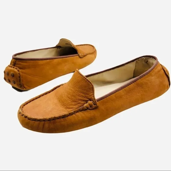 Cole Haan Hanneli British Tan Brown Leather Driving Loafers Mocs Size 5