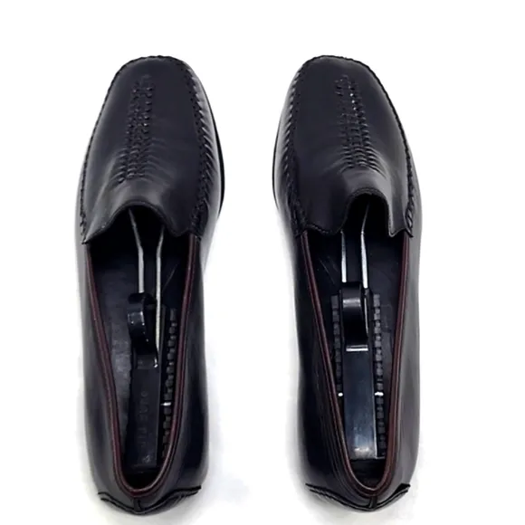 COLE HAAN JUSTINA BROWN LEATHER WOVEN MOC-TOE LOAFERS WOMEN'S SIZE 10 VGUC