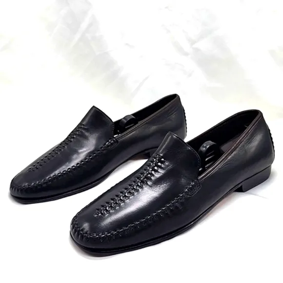 COLE HAAN JUSTINA BROWN LEATHER WOVEN MOC-TOE LOAFERS WOMEN'S SIZE 10 VGUC