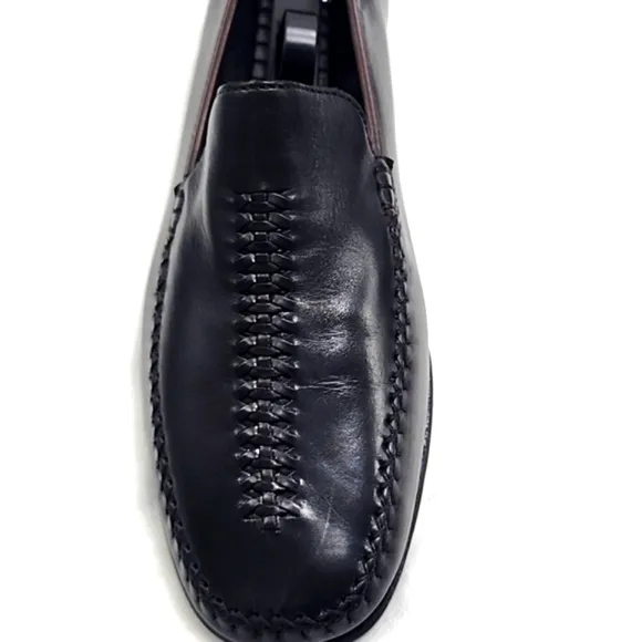 COLE HAAN JUSTINA BROWN LEATHER WOVEN MOC-TOE LOAFERS WOMEN'S SIZE 10 VGUC