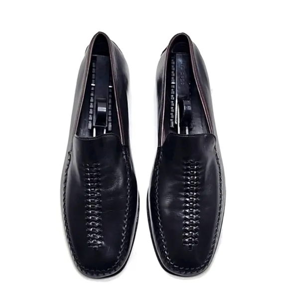 COLE HAAN JUSTINA BROWN LEATHER WOVEN MOC-TOE LOAFERS WOMEN'S SIZE 10 VGUC