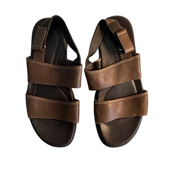 Cole Haan Leather Sandals Comfort Adjustable Straps Men's Size 13M Brown Summer