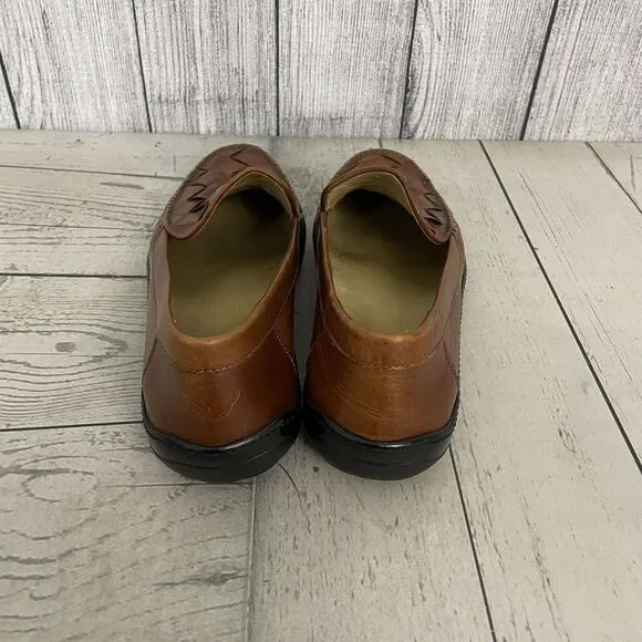 Cole Haan Loafers Men's 9 M Brown Leather Woven Italy Slip On Casual Shoes