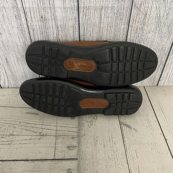 Cole Haan Loafers Men's 9 M Brown Leather Woven Italy Slip On Casual Shoes