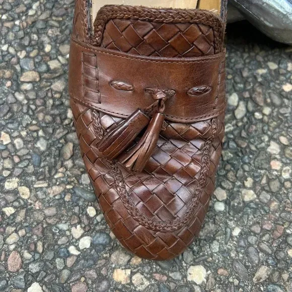 Cole Haan Men's Brown Woven Leather Tassel Slip on Loafers Size 11.5 M